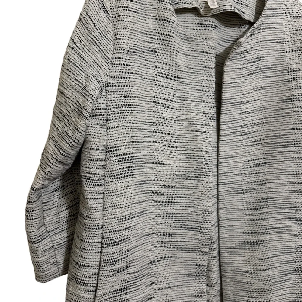 Eileen Fisher Open Front Jacket Size S Cotton Natural Beige Black Textured - Picture 2 of 10